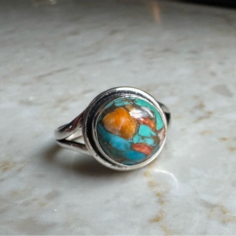 NWOT Sundance Beach Mosaic Ring, Spiny Oyster, Sterling Silver